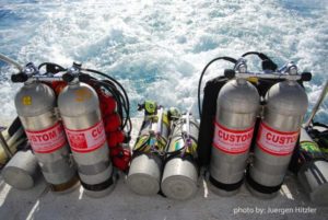 TDI Advanced Trimix Instructor diving cylinders